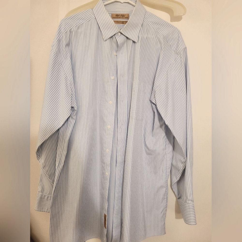 Gold label round tree and Yorke long sleeve button up dress shirt, 16.5x35